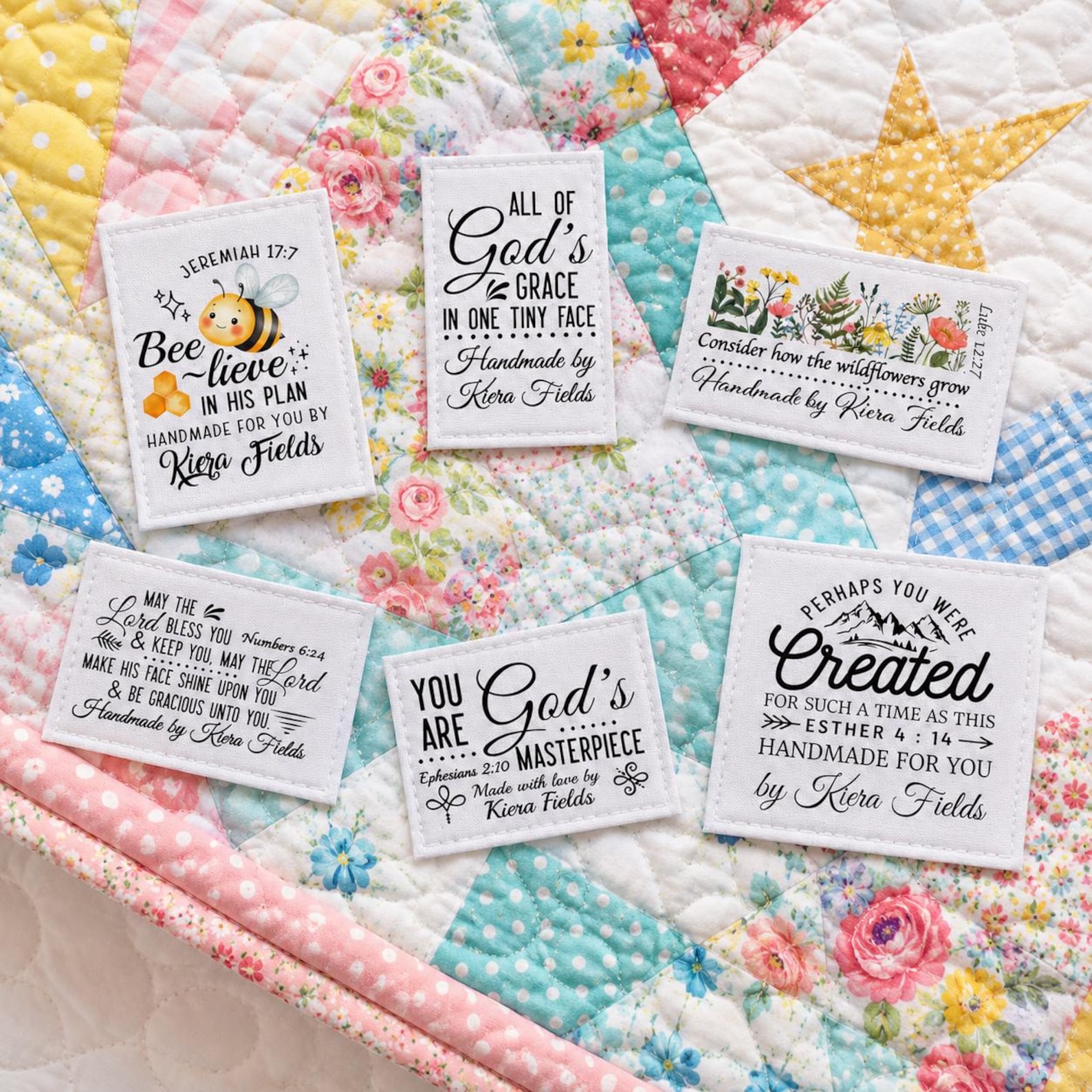 Christian Baby Quilt Labels Set of 6 | Inspirational Quilt Labels for ...