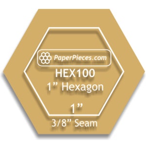 1" Hexagon acrylic template for English paper piecing/paper pieces/epp/hexagons/hexies/quilt pattern/quilt template/quilt fabric/quilts