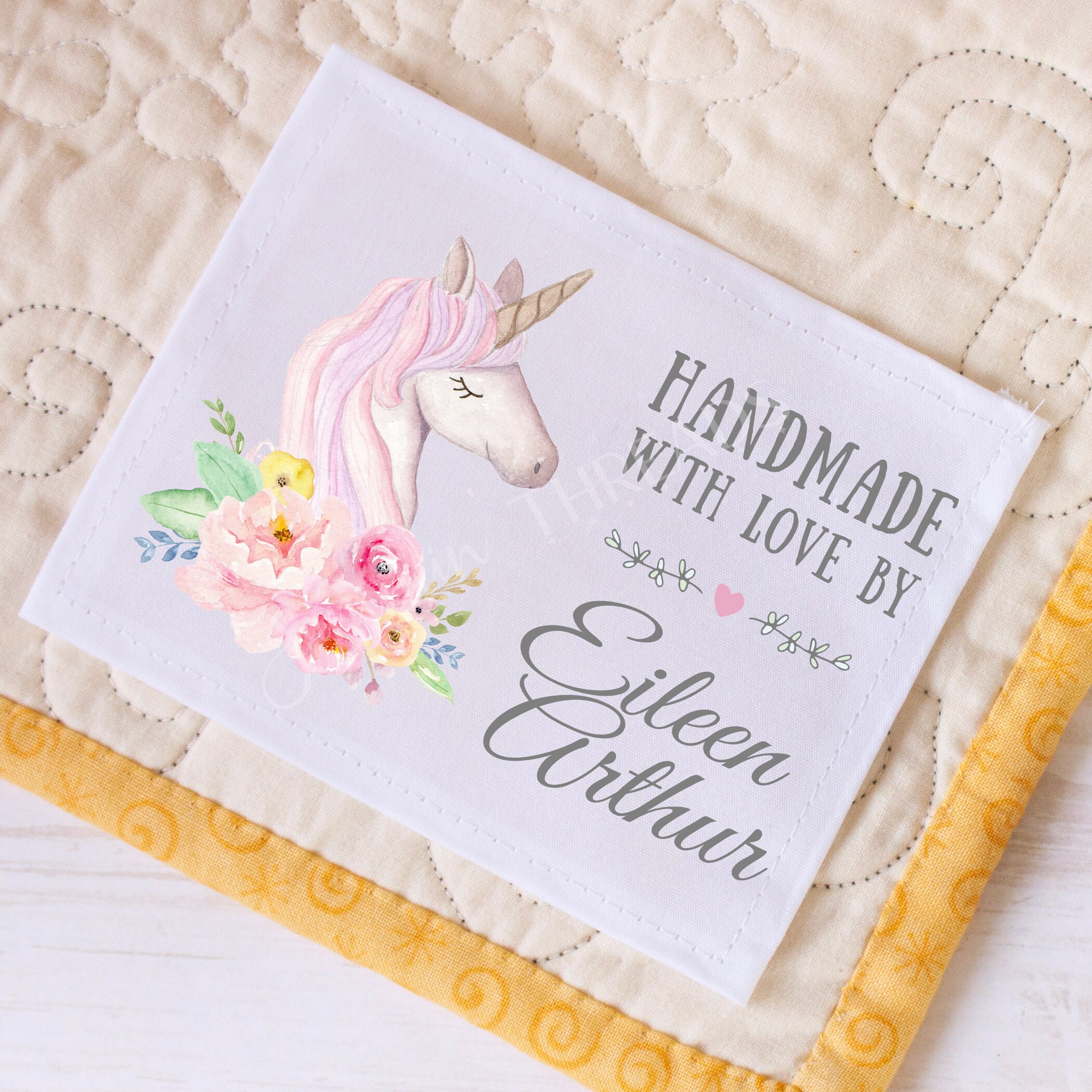 Personalized Floral Quilt Labels Set of 6, Custom Quilt Tags With Name ...