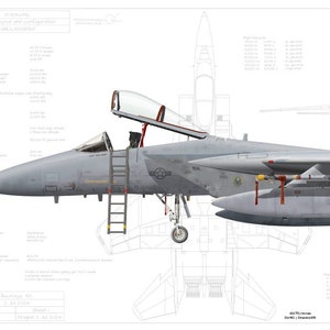 May include: A gray F-15 Eagle fighter jet with the tail number "AK 096" and the words "United States Air Force" on the tail. The jet is in flight and has its landing gear down.