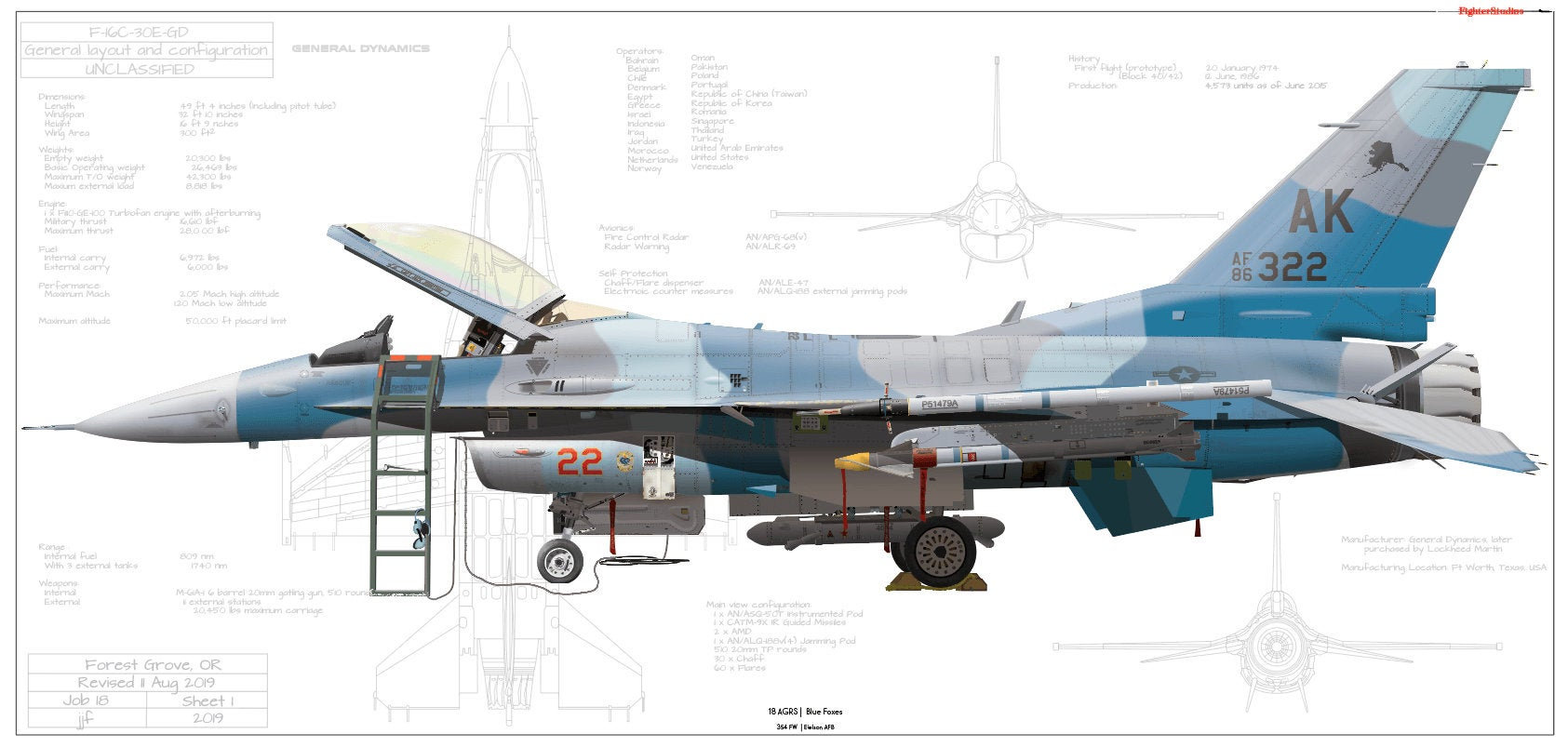 F-16C-30E-GD Fighting Falcon 18 AGRS 