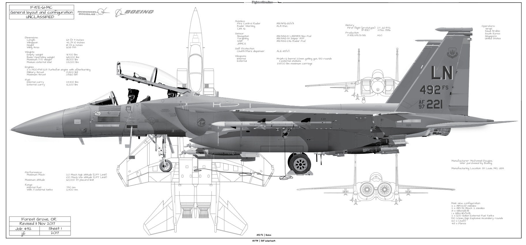 F-15E-61-MC ストライクイーグル 492 戦闘飛行隊「ボラーズ F-15E-61-MC ストライクイーグル 492 戦闘飛行隊「ボラーズ