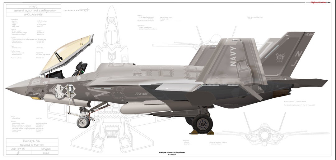 F-35C Lightning II VFA 125 Rough Raiders Fine Art Aircraft Profile ...