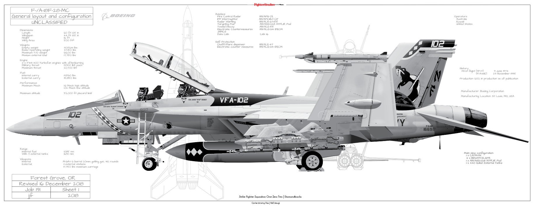 F/A-18F-28-MC Super Hornet Strike Fighter Squadron 102