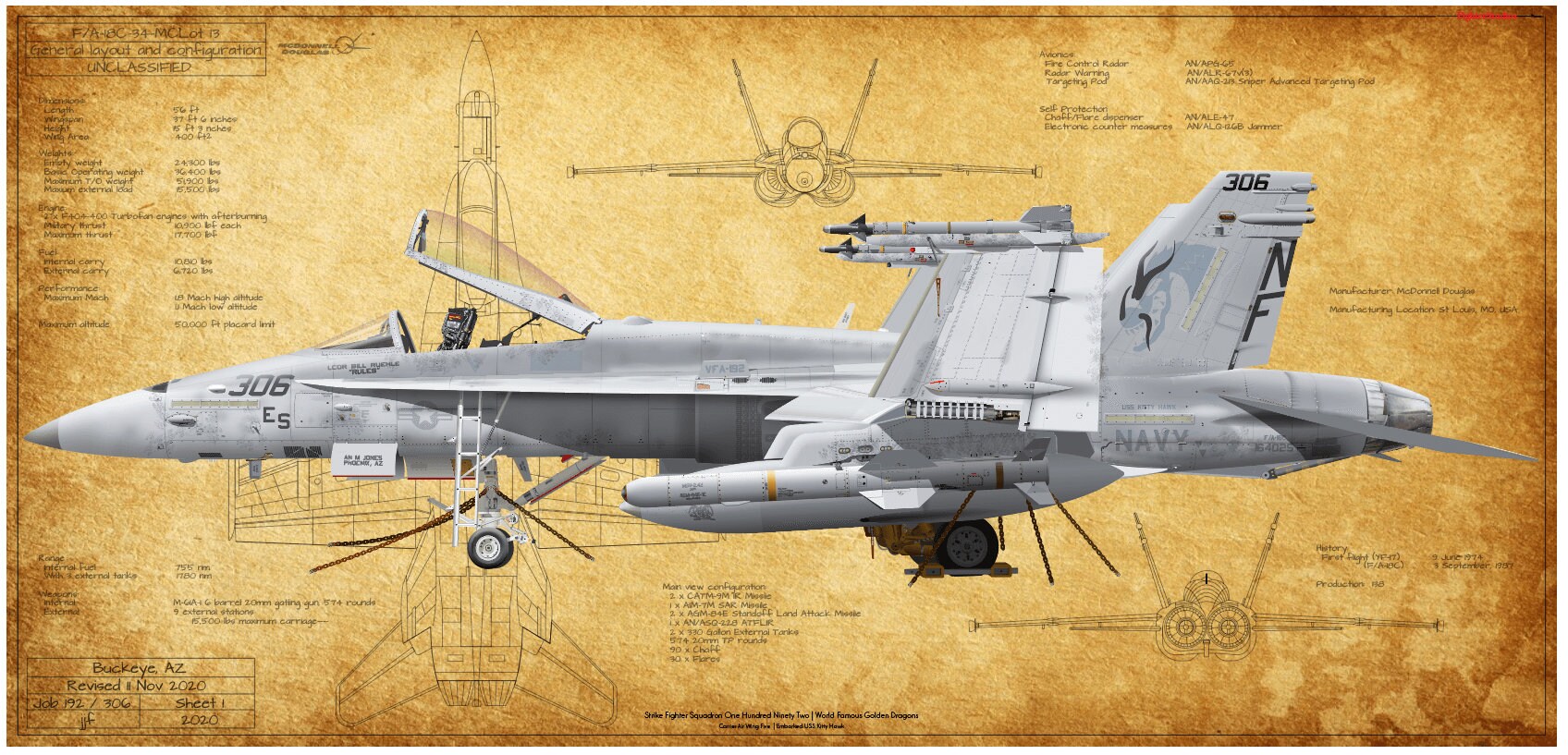 F/A-18C ホーネット戦闘攻撃飛行隊 192「世界的に有名な F/A-18C ホーネット戦闘攻撃飛行隊 192「世界的に有名な