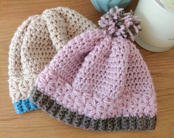 Jasmine stitch baby/ child hat pattern, baby gift, diy, baby beanie, easy pattern, make your own, easy crochet, adult beanie, kids hat