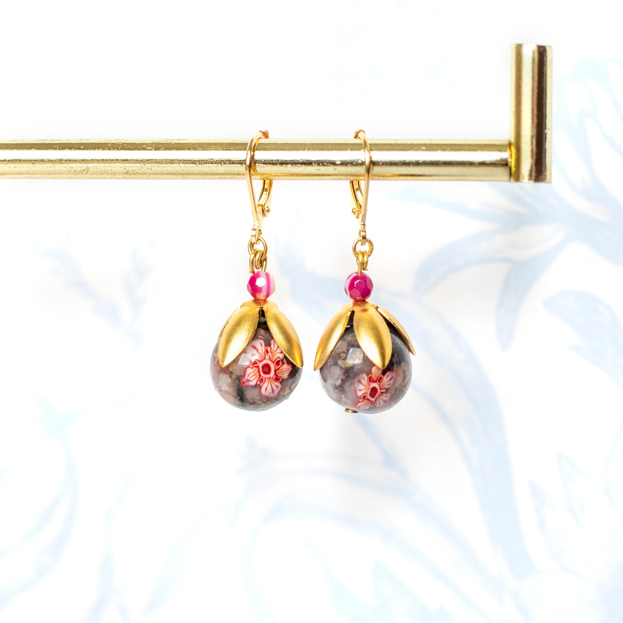 Blush Pink and Gold Ginkgo Leaf Earrings Lightweight Leather Dangle Earrings Handmade Earrings Gift for Bridesmaid Earrings