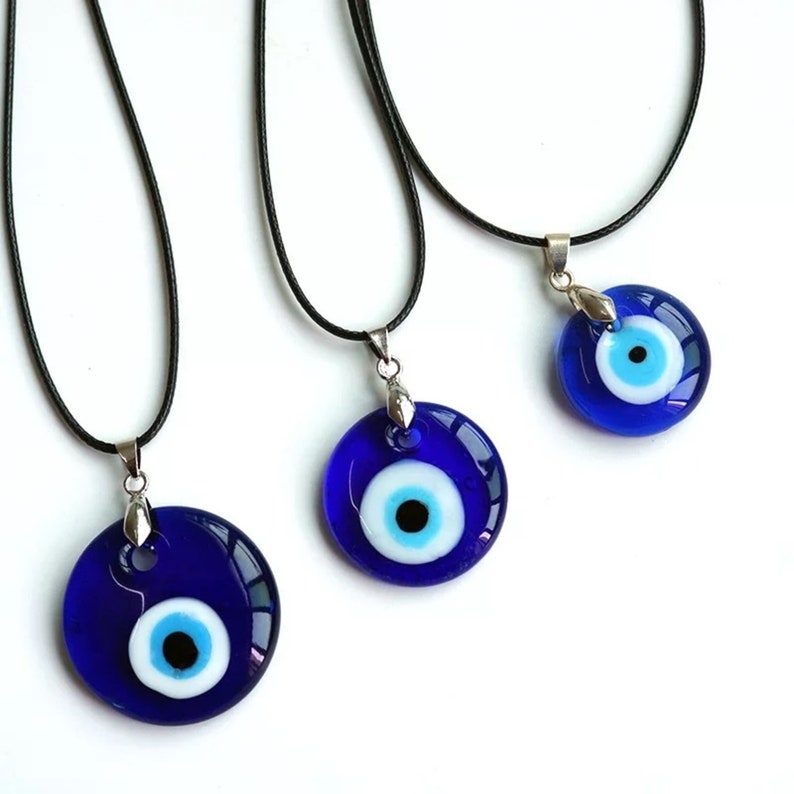 Turkish Evil Eye Pendant Necklace Glass Leather Rope Chain Turkish Protect Lucky Necklace 