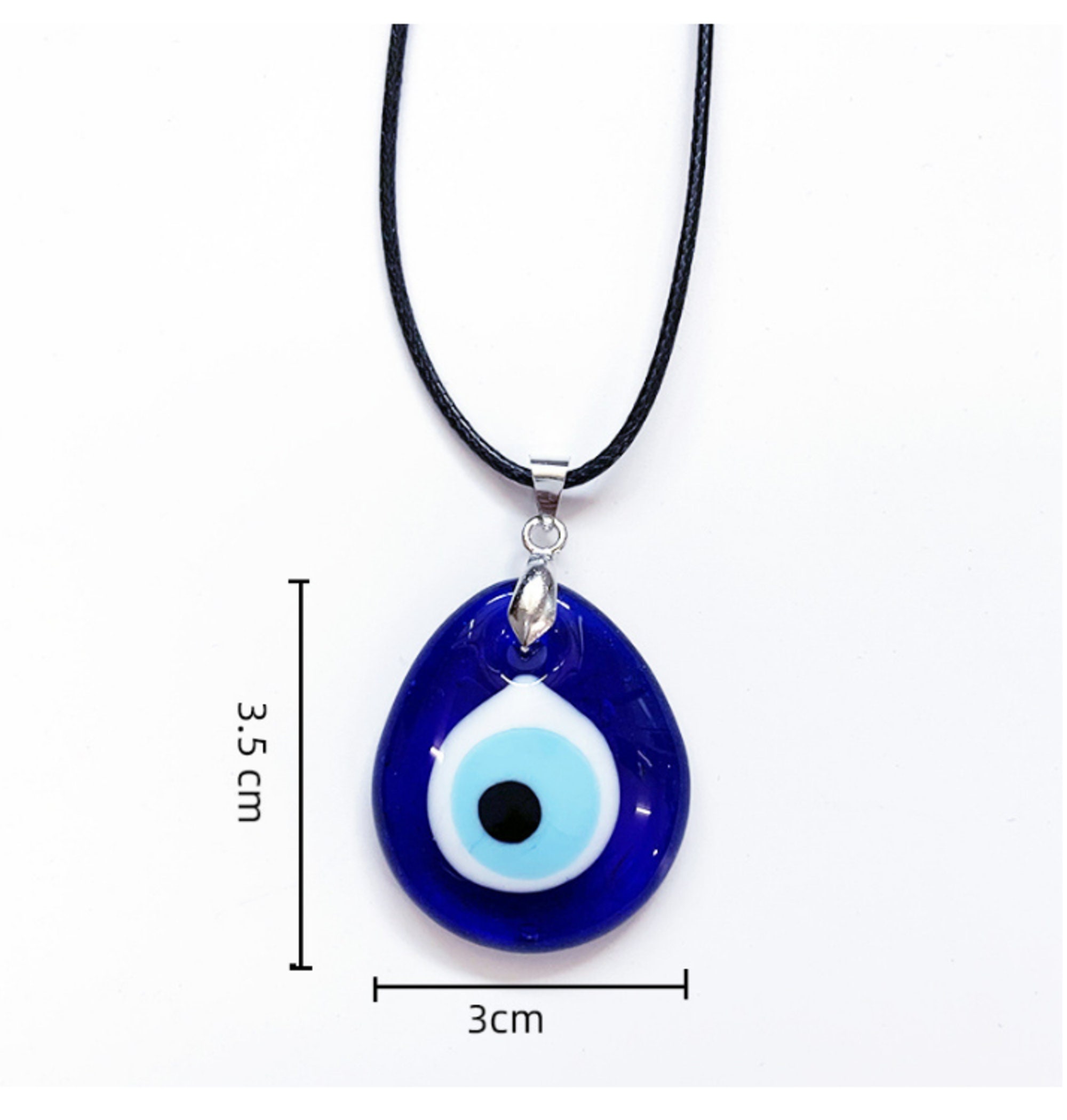 Turkish Evil Eye Pendant Necklace Glass Leather Rope Chain - Etsy UK