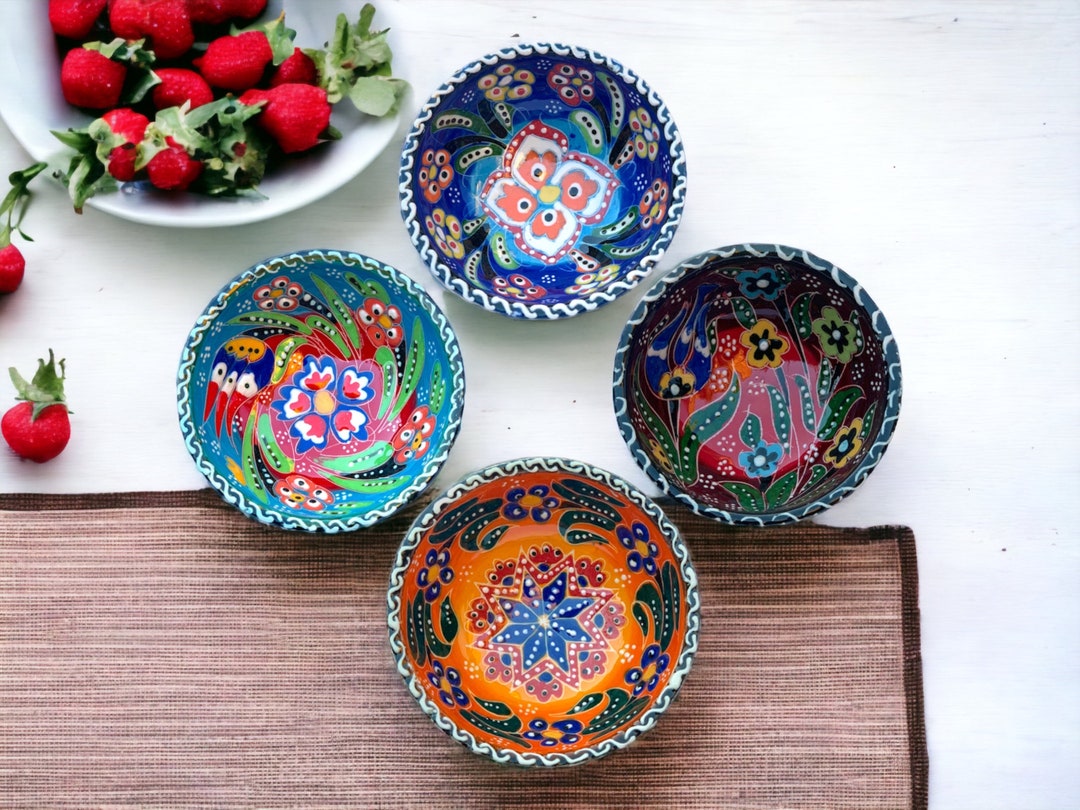 8 Pieces Ceramic Bowls & Tray Set | Breakfast Dinnerware Nuts Snack Tapas Serving Pottery - View #7