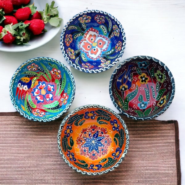 8 Cm Small  Ceramic Bowls Set of 4 for Snack,Tapas, Dessert, Nuts, Olive, Soy Sauce For Use or Decorative