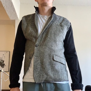 Custom Asymmetrical Tweed / Denim Jacket Handmade image 1