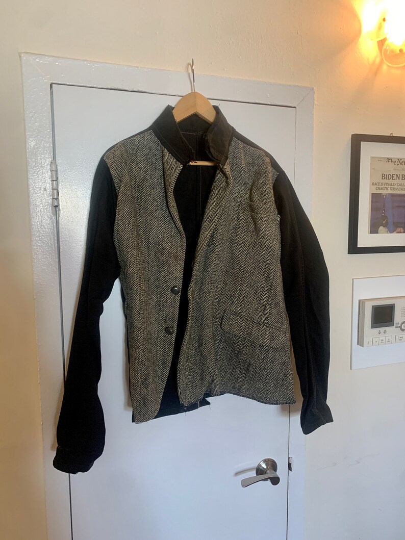 Custom Asymmetrical Tweed / Denim Jacket Handmade image 3