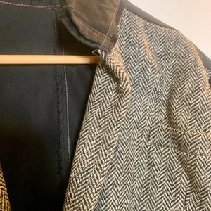 Custom Asymmetrical Tweed / Denim Jacket Handmade image 4