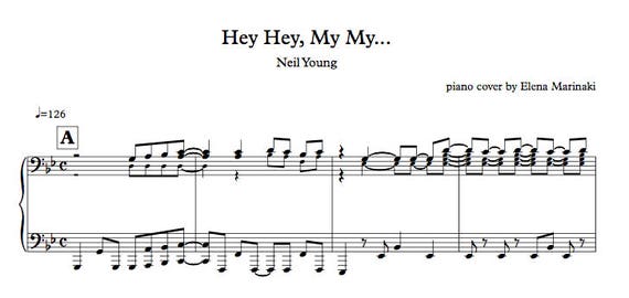 Downloadable Hey Hey My My Piano Cover By Etsy