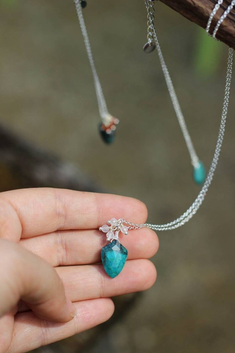 ASTER Minimalist Collection CHRYSOCOLLE necklace in 925 silver and chrysocolle semi-precious stone