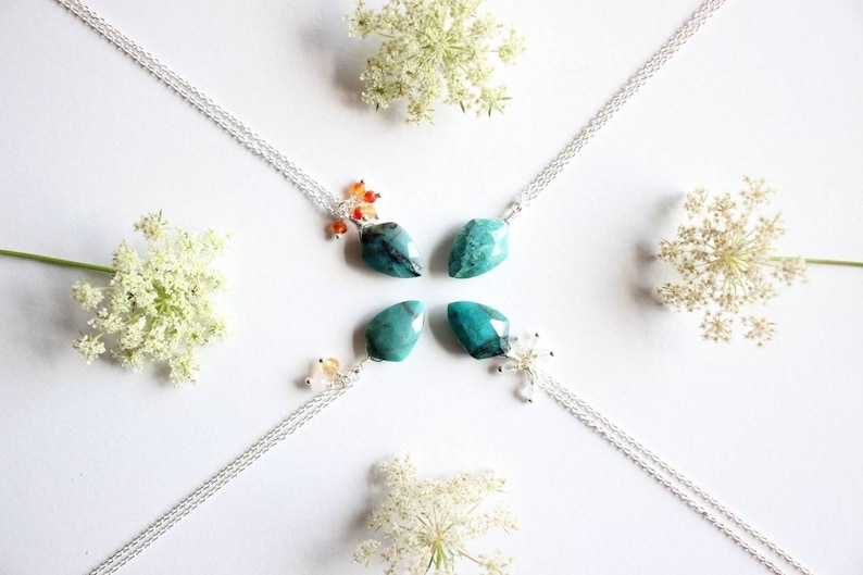 ASTER Minimalist Collection CHRYSOCOLLE necklace in 925 silver and chrysocolle semi-precious stone
