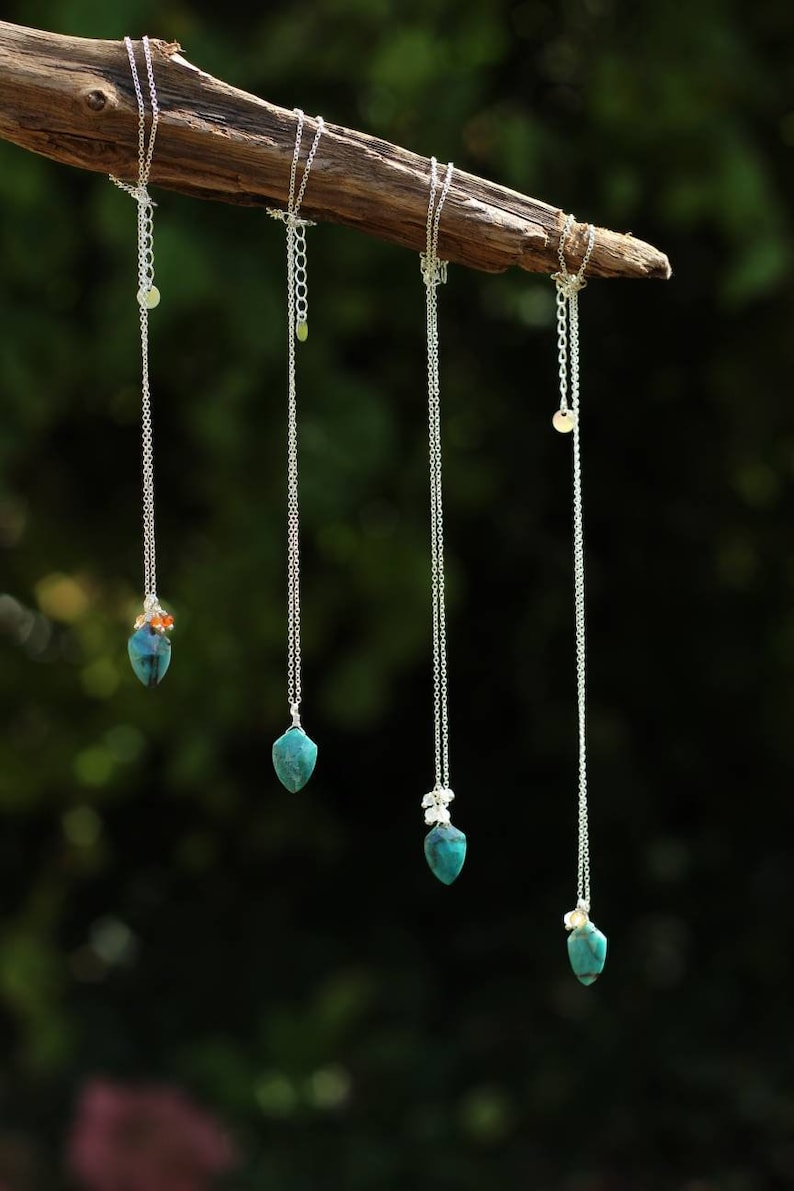 ASTER Minimalist Collection CHRYSOCOLLE necklace in 925 silver and chrysocolle semi-precious stone