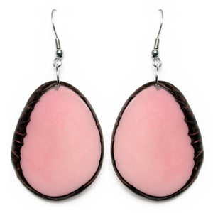 Tagua Earrings Pink Chips Handmade