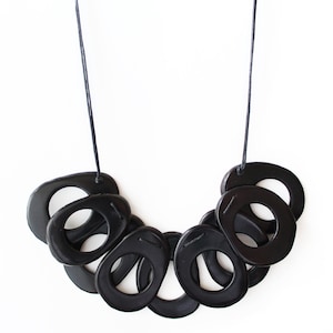 Tagua Necklace Black Slices Handmade