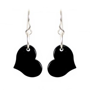 Tagua Earrings Black Hearts Handmade Fair Trade Lightweight by Florama Natural Jewelry