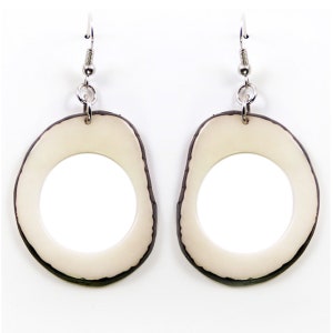 Tagua Earrings Ivory White Slices Handmade