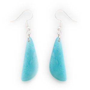 Tagua Earrings Slivers in Turquoise Handmade Fair Trade, Lightweight by Florama Natural Jewelry