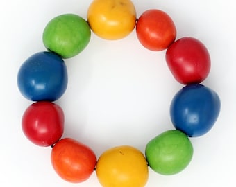 Tagua Bracelet Spheres in Multicolor Handmade Fair Trade by Florama Natural Jewelry