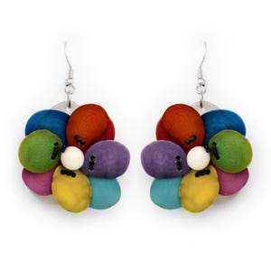 Tagua Earrings Flowers Handmade Fair Trade, Lightweight