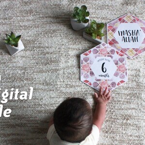 Tarjetas de hitos para bebés - Archivo digital imprimible mensual para bebés islámicos - Masha'Allah