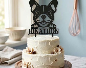 French Bulldog Dog 3D Printed Cake Topper - Personalised