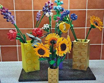 Brick Style Vase - compatible with Lego Flowers