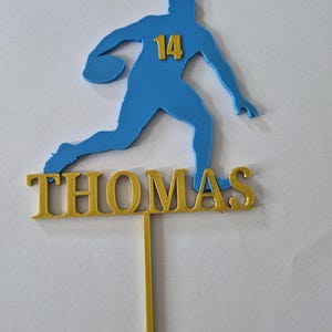 Rugby Themed 3D Printed Cake Topper - Personalised image 2