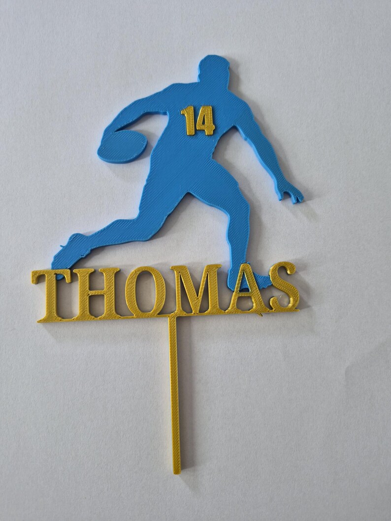 Rugby Themed 3D Printed Cake Topper - Personalised image 2