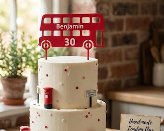 London Bus 3D Printed Cake Topper - Personalised