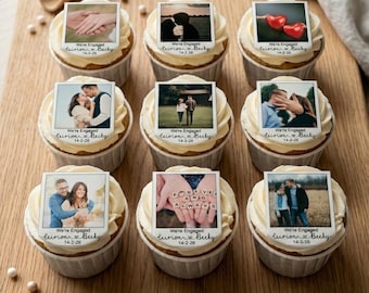 Custom Polaroid Cupcake Toppers – Personalized Edible Photo Icing Sheets (Set of 12)