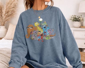 Sesame Street Group Street Light Officially Licensed Comfort Colors Sweatshirt & Tee