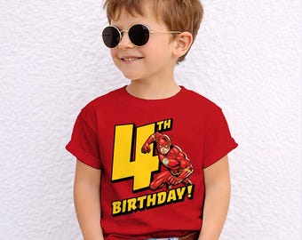Justice League Birthday Flash Officially Licensed Birthday T-Shirt for Kids Ages 1-12