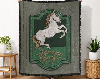 The Lord Of The Rings Prancing Pony Sign Officially Licensed Woven Tapestry 50x60 Inches