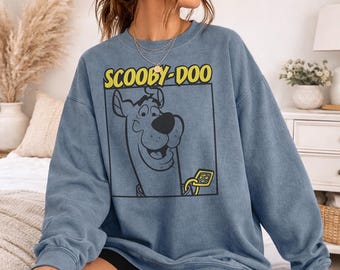 Scooby Doo! Scooby Square Officially Licensed Adult Oversized Comfort Colors T-Shirt and Crewneck Sweatshirts