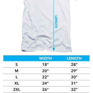 May include: White adult short-sleeve t-shirt with width and length measurements. Sizes range from S (18" width, 28" length) to 7XL (34" width, 41" length). Measurements may vary by +/- 1/2 inch.