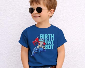 Transformers Birthday Bot Optimus Officially Licensed Birthday T-Shirt for Kids and Toddlers