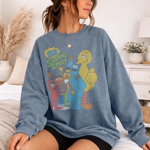 Sesame Street 123 Gang Officially Licensed Adult Oversized Comfort Colors T-Shirt and Crewneck Sweatshirts