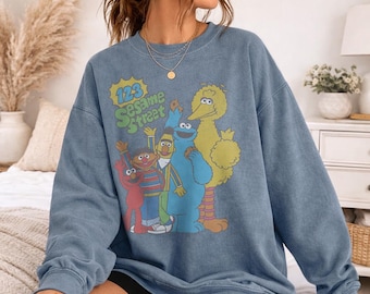 Sesame Street 123 Gang Officially Licensed Adult Oversized Comfort Colors T-Shirt and Crewneck Sweatshirts