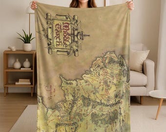 The Lord Of The Rings Map Of Middle Earth Officially Licensed SilkyTouch Blanket 36x58 Inches