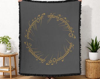Manta tejida con licencia oficial de El Señor de los Anillos, Anillo Único, 50x60 pulgadas