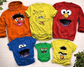 Sesame Street Family Matching Officially Licensed Illustrated Character Tees, Sweatshirts, Baby Snapsuits