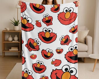 Sesame Street Elmo Face Pattern Officially Licensed SilkyTouch Blanket 36x58 Inches