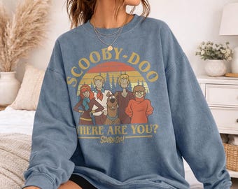 Scooby-Doo Mountain Portrait Officially Licensed Adult Oversized Comfort Colors T-Shirt and Crewneck Sweatshirts
