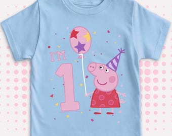 Peppa Pig With Confetti Officially Licensed Birthday T-Shirt for Kids Ages 1-5